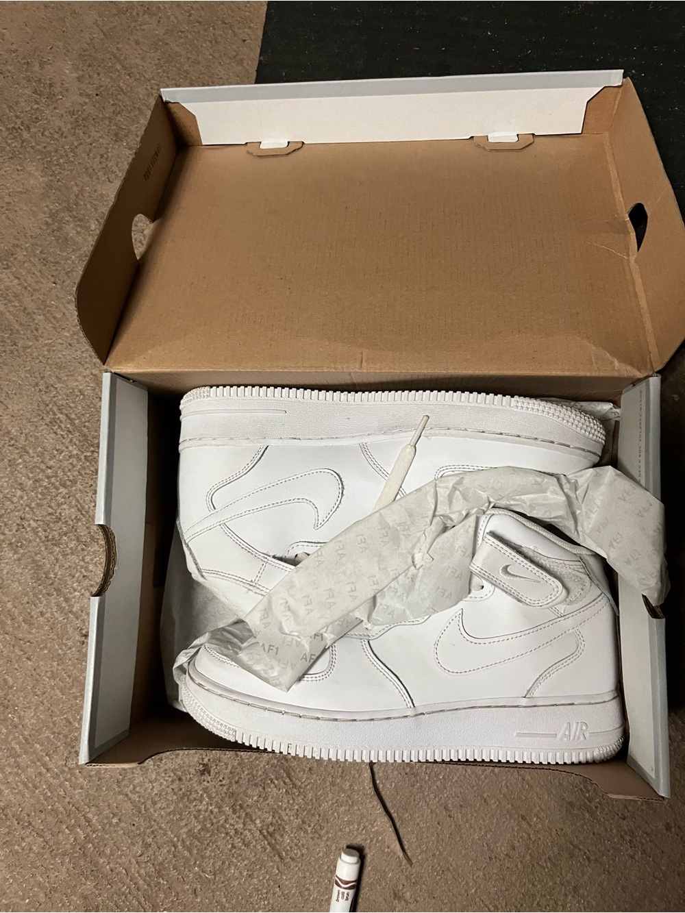 Nike Kids White Air Force 1 Sneakers with Classic Swoosh
